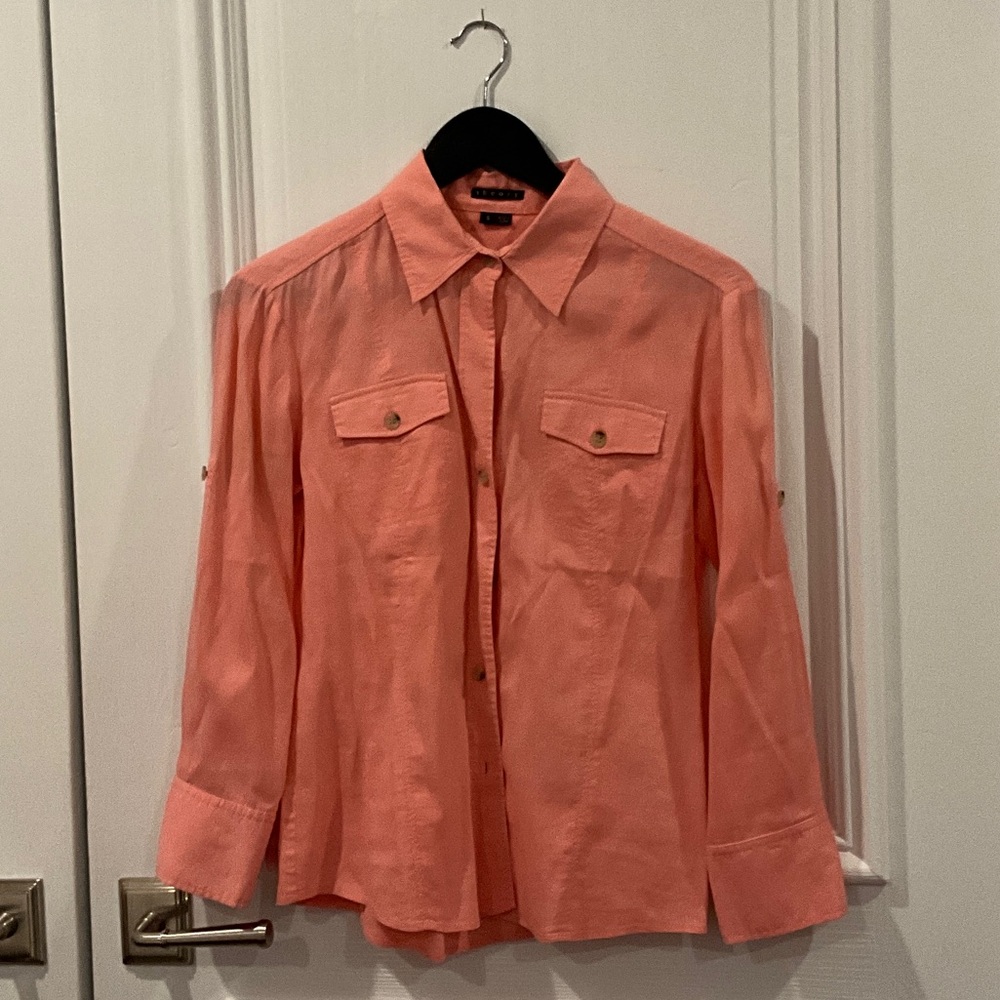Theory Coral Button Down Shirt